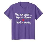 Futurs Maries Annonce Mariage, Papa et Maman Vont Se Marier T-Shirt, Enfant, Violet Chiné, 10 Ans