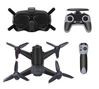 Fututech Kit Autocollants en PVC pour DJI FPV Amovible Anti-Rayure Etanche Décoration Accessories Drone Goggles Télécommande Joystick (Black Grain