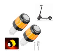 Fututech LED Voyant de Guidon Etanche pour Scooter Electrique Bouchon de Guidon pour Xiaomi Clignotant Rechargeable pour Segway Ninebot Vélo Accessoires Trottinette (Noir/Orange)