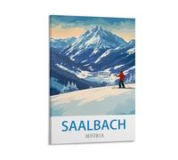 FUUDANG Poster de voyage vintage Autriche Saalbach 60 x 90 cm
