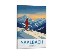 FUUDANG Poster de voyage vintage Saalbach Autriche 60 x 90 cm