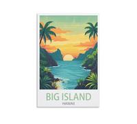 FUUDANG Poster vintage Big Island Hawaï sur toile - Décoration murale moderne pour chambre à coucher - 50 x 75 cm