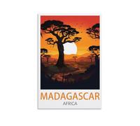 FUUDANG Poster vintage sur toile de Madagascar Afrique - Décoration murale moderne pour chambre à coucher - 40 x 60 cm