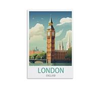 FUUDANG Poster vintage sur toile pour chambre à coucher Motif Londres Angleterre 20 x 30 cm