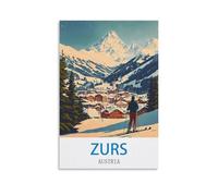 FUUDANG Zurs Poster de voyage vintage Autriche 50 x 75 cm