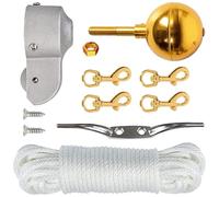 FUUGlan Kit d'entretien professionnel pour mât de drapeau - Corde en nylon antirouille - En fonte d'aluminium - Noir - Pour mâts de 5 à 6,6 cm