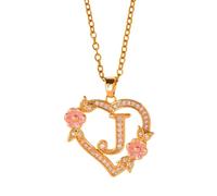 FUUGlan Unique Floral Monograms Necklace Brass Chain With Cutout Heart Detail Initial Jewelry Gift Versatile Heart Flower Chain Jewelry