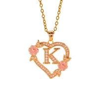 FUUGlan Unique Floral Monograms Necklace Brass Chain With Cutout Heart Detail Initial Jewelry Gift Versatile Heart Flower Chain Jewelry