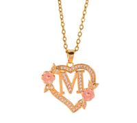 FUUGlan Unique Floral Monograms Necklace Brass Chain With Cutout Heart Detail Initial Jewelry Gift Versatile Heart Flower Chain Jewelry