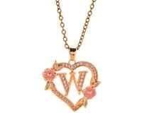 FUUGlan Unique Floral Monograms Necklace Brass Chain With Cutout Heart Detail Initial Jewelry Gift Versatile Heart Flower Chain Jewelry