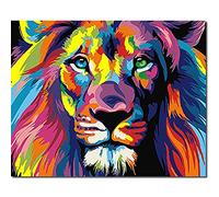 Fuumuui Peinture par Numéros Adultes et Enfants Débutants Peinture Y Compris Pinceaux et Peintures Acryliques 40 x 50 cm - Animaux, Lions Colorés