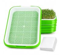 Fuuner 6 Plateaux de Germination 34×25 cm, Germoir pour graines à germer, 24 Feuilles incluses, Micro pousses avec Drainage Fin Anti-moisissure, pour Luzerne blé Radis et Haricots Mungo