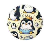 Fuuny-Emperor-Penguin Lot de 5 boutons ronds laminés avec finition brillante et épingle sécurisée 6 cm