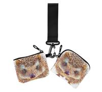 Fuuny Lot de 2 portefeuilles fins et portables avec fermeture éclair et dragonne pour femme - Style réaliste - Motif hérisson, Fuuny Hérisson style réaliste, 1 size, Décontracté