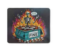 FUUNY Tapis de souris motif Dumpster Fire, I'm Fine It's Fine Everything is Fine Funny Gothic Squelette Dumpster Fire Tapis de souris pour le travail, souris sans fil, ordinateurs portables