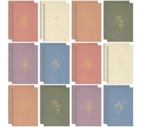 Fuutreo Lot de 24 carnets à spirale pour le travail - Format A5 - 21 x 14 cm - Couverture kraft - 12 couleurs - 60 feuilles - 120 pages - Fournitures scolaires - Pour le bureau et l'école (innovant