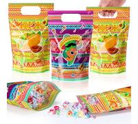Fuutreo Lot de 50 sacs mexicains transparents à fermeture éclair avec poignées refermables en plastique Cinco de Mayo pour taco, fête du mardi, bonbons, emballage cadeau, décoration (mexicain)