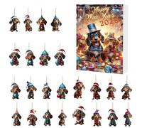 Fuuxtci Calendrier De Décompte Pour Chien,Calendrier de l'Avent 24 Jours avec Teckel de Noël | Pendentif Mignon 2D,pour Célébration des Fêtes de Décembre Fête Familiale Adolescents Adultes Salon