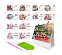 Fuuxtci Calendrier de peinture diamant 2026 - Calendrier mensuel avec tableau diamant - Accessoires de fête pour l'école, la maison de vacances, les voyages, l'appartement - Vacances, salles de classe