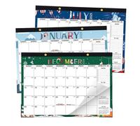 Fuuxtci Calendrier mensuel mural 2025-2026 - Calendrier mural 2025-2026 avec date - Résistant à l'encre, planificateur de vacances pour enseignants, liste de tâches, organisation