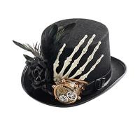 Fuuxtci Chapeau cylindrique steampunk, couvre-chef curieux | Cylindre vintage steampunk avec main squelette - Unisexe - Accessoire de costume d'Halloween