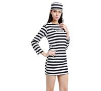 Fuuxtci Costume de prison rayé noir et blanc pour cosplay