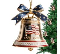 Fuuxtci Décoration de Noël Cloche, Ornements Patriotiques en Métal, Cloche Américaine 250e Anniversaire à Suspendre pour Arbre de Noël Porte Fenêtre Fête Célébrations