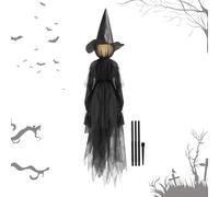 Fuuxtci Décorations De Sorcière Halloween Extérieur | Sorcière Effrayante Lumineuse avec Son | Accessoires Effrayants pour Halloween au Jardin au Porche à la Cour à la Pelouse et Patio en