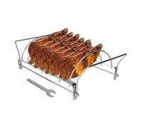 Fuuxtci Grilles à Côtes pour Barbecue | Support de Cuisson en Acier Inoxydable | Accessoire pour Viandes de Boeuf Porc Cuisses Poulet Fumoir Anti-Rouille