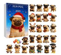 Fuuxtci Jouet de l'Avent pour chien carlin - Pendentif en acrylique 2D pour scènes et accessoires - Compte à rebours de Noël 24 jours avec pendentifs, pour fille, nièce, amis, adolescents, étudiants