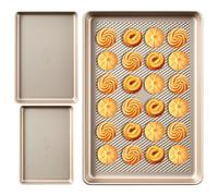 Fuuxtci Set de Plaques de Cuisson | Plaques de Cuisson en Acier Carbone Antiadhésives | Set de 3 Pièces à Texture pour Cuisine Quotidienne Pizza Muffins Brownies Bacon Pâtisseries