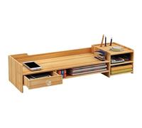 Fuuxtci Socle pour Écran d'Ordinateur,Surélévateur d'Ordinateur en Bois pour Bureau | Organisateur Rangement pour PC Imprimante Ordinateur Portable Clavier Fournitures