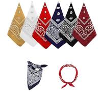 FUVBNQGT Lot de 6 bandanas à motif cachemire - Bandanas multifonctions de qualité supérieure pour homme et femme - Bandanas en 6 couleurs - 53 x 53 cm - Bandeau élégant - Masque facial - Foulard pour