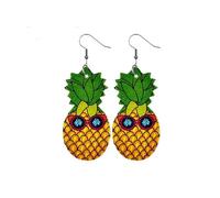 Fuvirou Boucles d'oreilles mignonnes en forme de fruits pour femme - Boucles d'oreilles amusantes en cuir synthétique - Kawaii - Citron Kiwi - Pastèque - Boucles d'oreilles pendantes hawaïennes - Pour