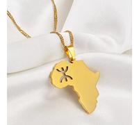 FUWIND Collier Pendentif Bijoux Afrique Carte berbères Pendentif Colliers Bijoux berbères africains pour Femmes amazighes Hommes Noël Date d'anniversaire Cadeau