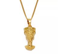 FUWIND Collier Pendentif Bijoux Ancienne Reine égyptienne Pendentif Colliers Couleur Or Egypte néfertiti tête Portrait Bijoux Africain Noël Date d'anniversaire Cadeau