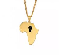 FUWIND Collier Pendentif Bijoux Black Lives Matter OU Black Life Matters Afrique Carte Colliers Couleur Or Afro Power Poing Motif Bijoux Noël Date d'anniversaire Cadeau