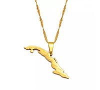 FUWIND Collier Pendentif Bijoux Carte de Cuba avec des Colliers de villesFemmes,Pendentif Carte de Cuba Bijoux cubains Noël Date d'anniversaire Cadeau