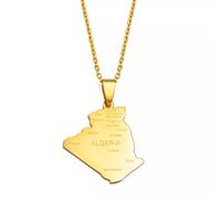 FUWIND Collier Pendentif Bijoux Carte de l'Algérie Nom de la Ville CollierPendentif Bijoux Carte des Colliers de la chaîne algérienne Noël Date d'anniversaire Cadeau