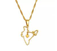 FUWIND Collier Pendentif Bijoux Carte de l'Inde avec Pendentif Coeur Colliers Bijoux Indiens Couleur Or Noël Date d'anniversaire Cadeau