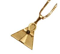 FUWIND Collier Pendentif Bijoux Collier Pendentif Croix égyptienne et Pyramide Femme/Homme, Couleur Or Bijoux africains hiéroglyphes égyptiens Noël Date d'anniversaire Cadeau