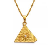 FUWIND Collier Pendentif Bijoux Collier Pendentif Pyramides égyptiennes et Oeil Femme Filles, Bijoux africains Couleur Or hiéroglyphes égyptiens Noël Date d'anniversaire Cadeau