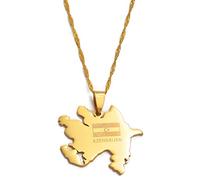 FUWIND Collier Pendentif Bijoux Colliers avec Pendentif Carte et Drapeau de l'Azerbaïdjan Couleur Or Azerbaycan of Maps Jewelry Noël Date d'anniversaire Cadeau