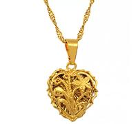 FUWIND Collier Pendentif Bijoux Colliers Pendentif Coeur Couleur Or Feuilles et Fleurs Amour Bijoux romantiques pour Femmes Filles Noël Date d'anniversaire Cadeau