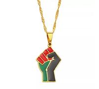 FUWIND Collier Pendentif Bijoux Colliers Pendentif Symbole Poing Africain Couleur Or Vies Noires Bijoux pour Femmes Filles chaîne culturelle Afrique Noël Date d'anniversaire Cadeau