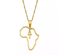 FUWIND Collier Pendentif Bijoux Croix égyptienne Symbole Pendentif Colliers Femmes Filles Couleur Or Afrique Carte Bijoux Egypte hiéroglyphes clé du Nil Noël Date d'anniversaire Cadeau