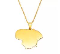 FUWIND Collier Pendentif Bijoux Lituanie Carte Pendentif Colliers à la Mode Couleur Or Lietuvos Cartes Bijoux Noël Date d'anniversaire Cadeau