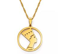 FUWIND Collier Pendentif Bijoux Pendentif Reine égyptienne néfertiti Colliers pour Femmes Filles Bijoux africains Bijoux Couleur Or Noël Date d'anniversaire Cadeau