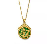 FUWIND Collier Pendentif Bijoux Pierre Verte Dragon Pendentif Colliers Femmes amulette Culture Chinoise Style éléments Collier Bijoux Nouveau Style Noël Date d'anniversaire Cadeau