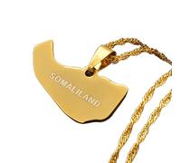 FUWIND Collier Pendentif Bijoux Somaliland Carte Pendentif Colliers Or Couleur Bijoux Noël Date d'anniversaire Cadeau